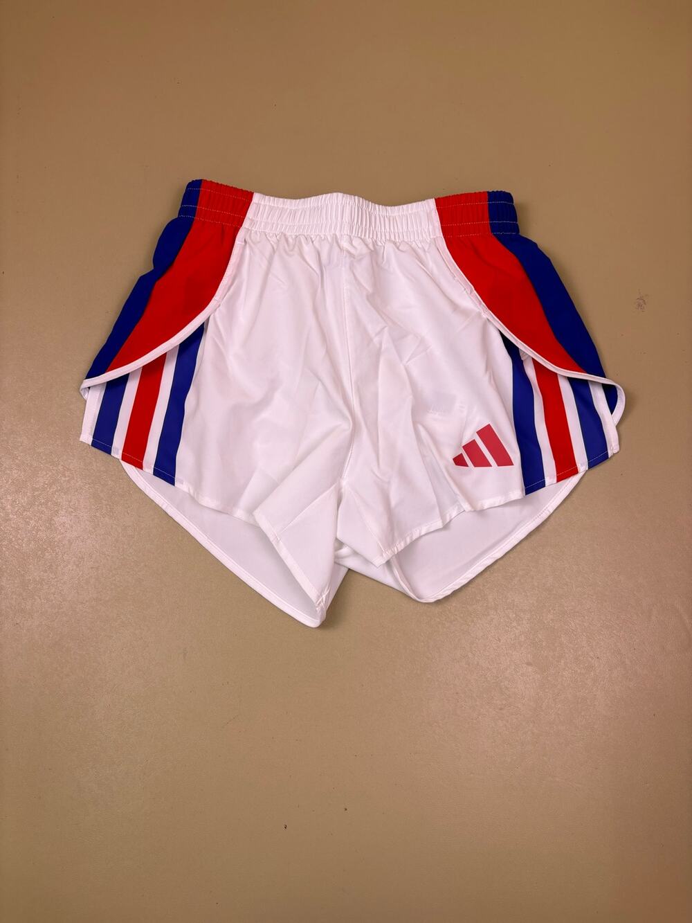 Adidas Adizero Running Shorts Men XS 3” White Red Blue Split NWT JD7311